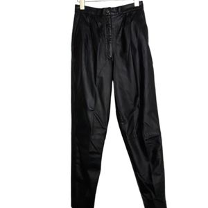 Zenig Vintage Genuine Leather Pants High Rise Pleated Front.